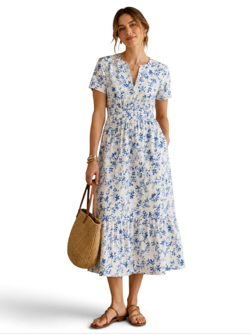 French Connection Maxi Dress Poplin Cotton Somerset Inspired Women's XL Cottage